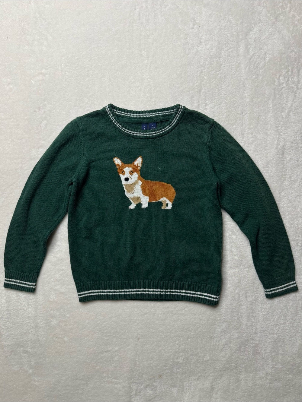 Pine Grove Green Janie & Jack Corgi Sweater 4t Cotton